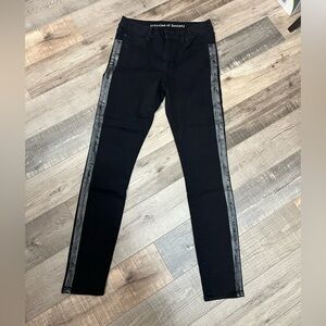 Articles Of Society skinny Black Jeans with silver metallic stripe sz 28 EUC